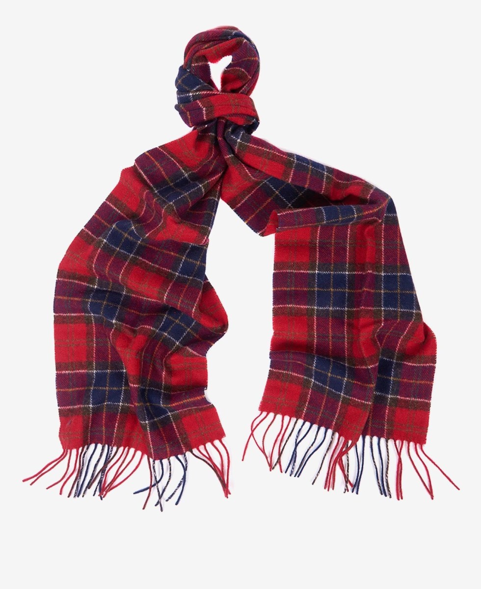 red tartan scarf Barbour fall and winter paired with suede leggings