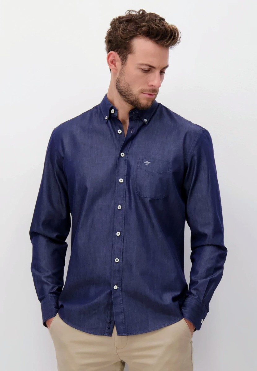 Fynch-Hatton Supersoft Navy L/s Shirt Cornwall of - Simpsons