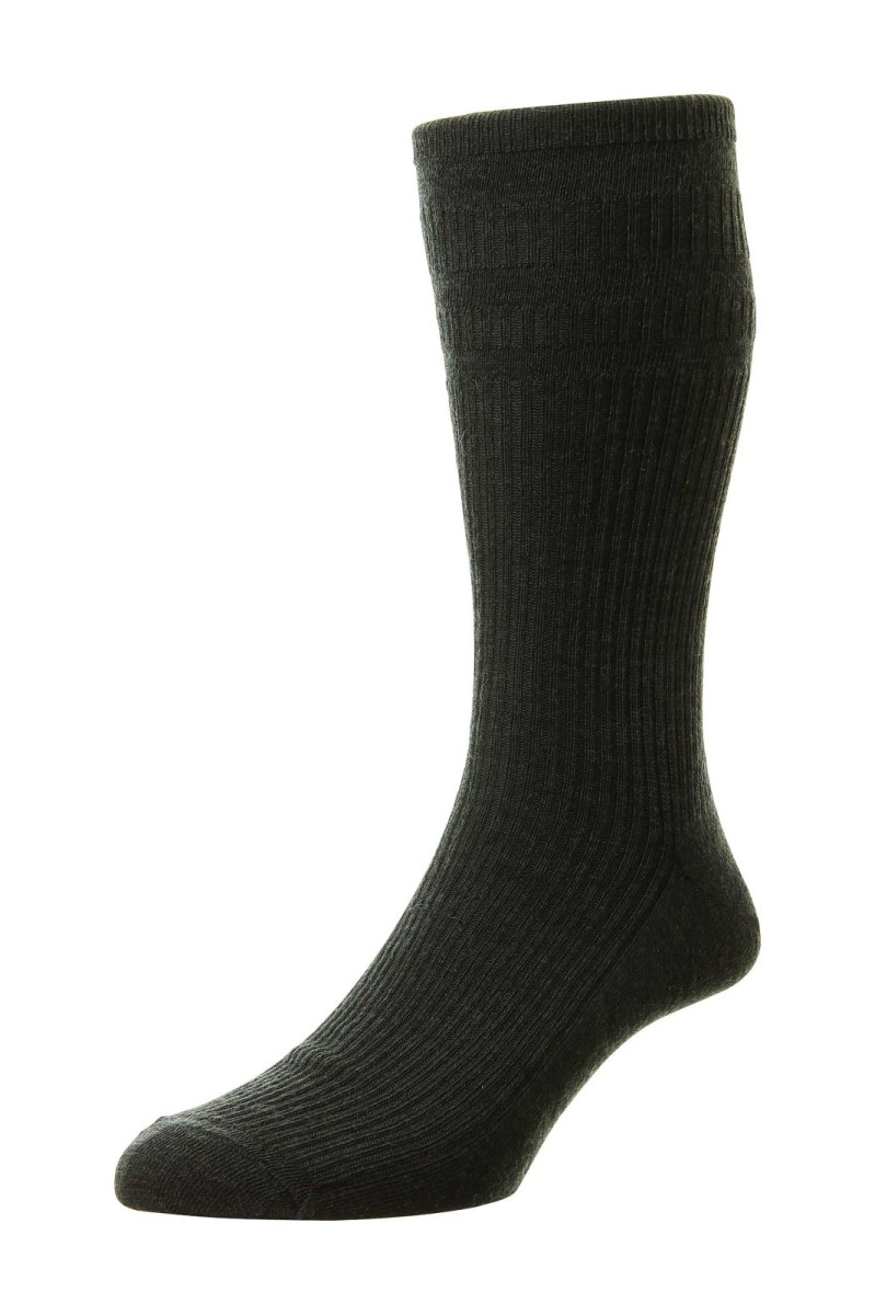 HJ Hall Wool Soft Top Sock Charcoal - Simpsons of Cornwall