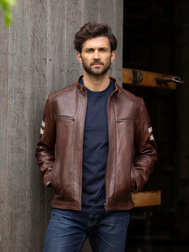 Lakeland Leather Jacket Charlie Cognac Simpsons of Cornwall